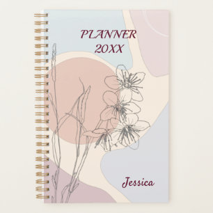 Agenda Monograma de Flor em Abstrato de Pastel Moderno