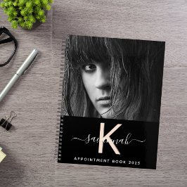 Agenda Monograma de foto de pêssego preto 2026