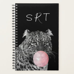 Agenda Monograma de Goma de Goma Goma Gata-Leopardo