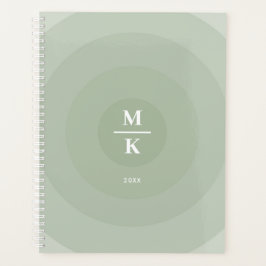 Agenda Monograma de Gradação de Círculo Minimalista Verde