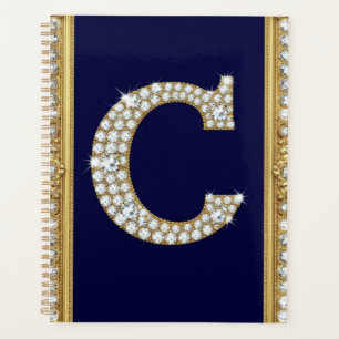 Agenda Monograma de Letra C emoldurado em Ornato Dourado
