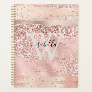 Agenda Monograma de Letra em Glitter com Pinceladas de Do