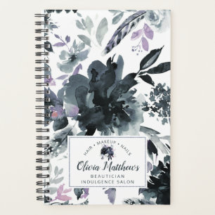 Agenda Monograma de Marinho de Aquarela Floral Nocturna