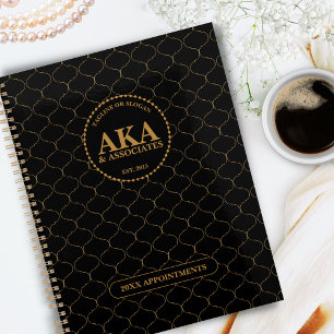 Agenda Monograma de negócios profissional, Dourado com ci