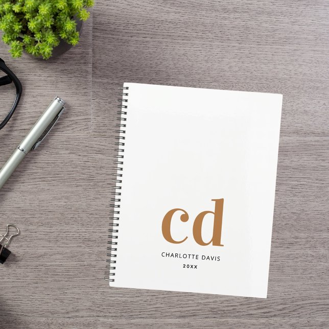 Agenda Monograma de ouro branco — moderna 2026 (Criador carregado)