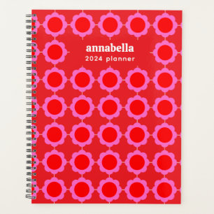Agenda Monograma de Padrão Floral Moderno do meio século
