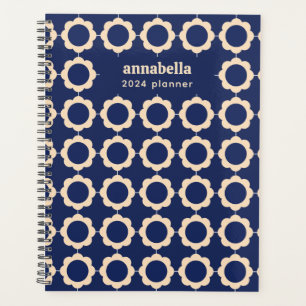 Agenda Monograma de Padrão Floral Moderno do meio século