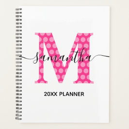 Agenda Monograma de Pontos Pink Feminino