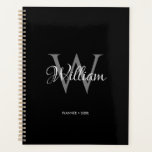 Agenda Monograma de Script Inicial Personalizado<br><div class="desc">Um elegante monograma de fontes de script inicial personalizado. Personalize este design com seu nome e inicial e faça dele seu próprio design moderno. Uma bela combinação de texto de script com fonte serif. Presente de aniversário ideal, decoração infantil, acessório de carro, arte de quarto de crianças, decoração doméstica, presente...</div>