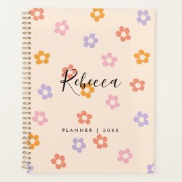 Agenda Monograma de Script Personalizado Moderno Floral 2