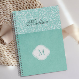 Agenda Monograma de Tendência de Pastel Floral Branco Ve