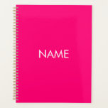 Agenda Monograma de texto personalizado, cor-de-rosa-quen<br><div class="desc">Mínimo cor-de-rosa-quente fuchsia magenta e branco nome personalizado texto monograma iniciais simples e elegante Planejador personalizado moderno. Texto branco totalmente personalizável sobre fundo de cor sólida rosa-claro-quente. Você pode personalizá-lo com nome da empresa ou da empresa,  ano,  iniciais,  monograma etc</div>
