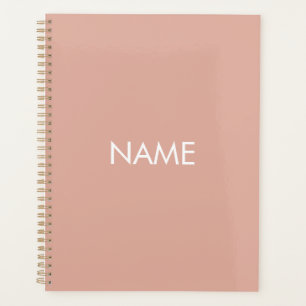 Agenda Monograma de texto personalizado minimalista rosa