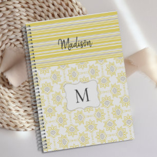Agenda Monograma de Trendy das Cinzas Amarelas
