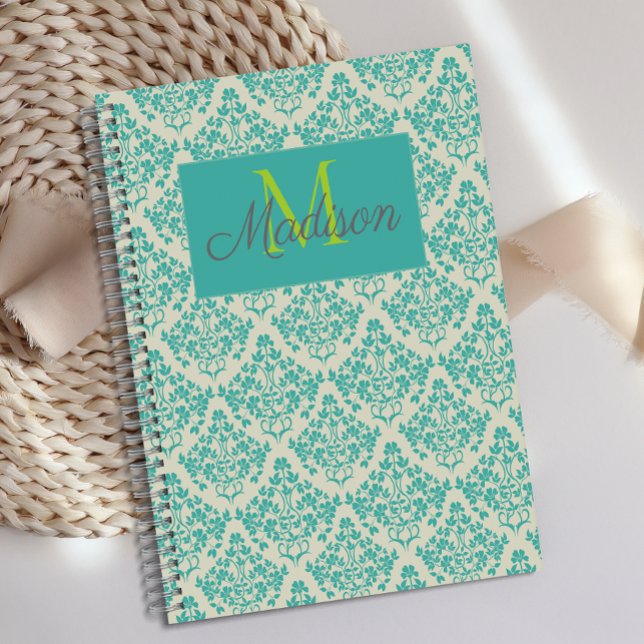 Agenda Monograma de Trendy Girly Trendy Gelado Verde (Criador carregado)