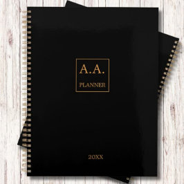 Agenda Monograma do logotipo comercial preto e Dourado