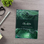 Agenda Monograma do mármore verde agate 2025<br><div class="desc">Um agato verde escuro,  fundo de mármore. Personalize e adicione seu monograma,  nome e ano.</div>