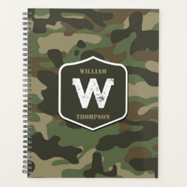 Agenda Monograma do Padrão do Exército Verde Camo Camufla