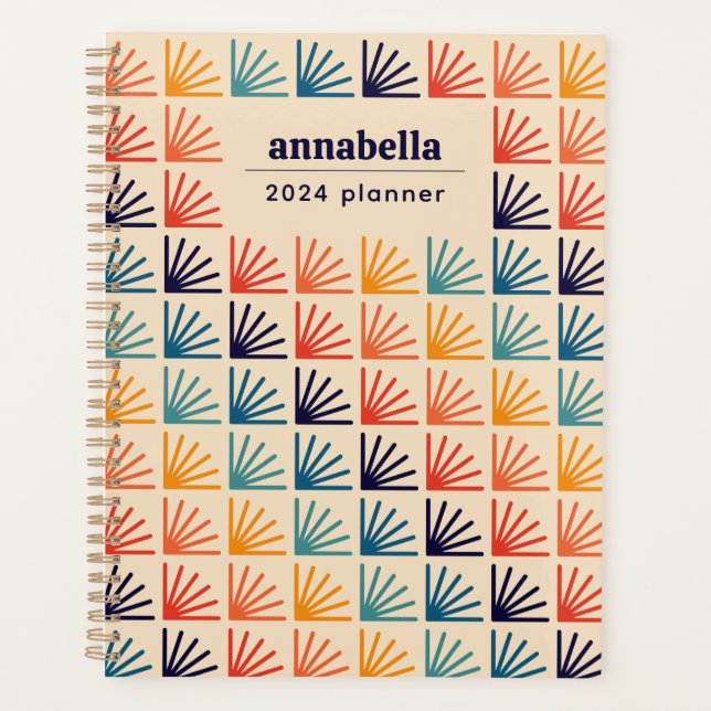 Agenda Monograma do Padrão Moderno do Meio século Arco-Ír (Frente)