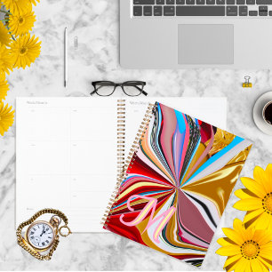 Agenda Monograma Dourado colorido Liquify Abstrato