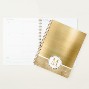 Agenda Monograma Dourado de brilho Sparkle