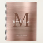 Agenda Monograma Dourado de Rosa metálico simples moderno<br><div class="desc">Planeador de Monograma Dourado de Rosa Metálico Simples Bruto Moderno</div>