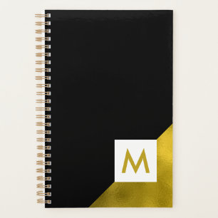 Agenda Monograma Dourado e preto elegante