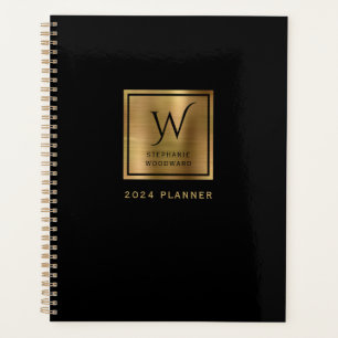 Agenda Monograma Dourado Elegante 2024