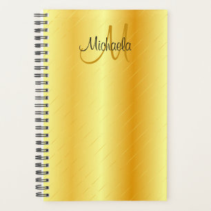 Agenda Monograma Dourado Elegante Personalizado
