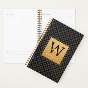Agenda Monograma Dourado Elegante Tendência Inicial 2023