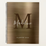 Agenda Monograma Dourado Metálico Simples Moderno Brutado<br><div class="desc">Planeador de Monograma Dourado Metálico Simples Bruto Moderno</div>