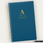 Agenda Monograma Dourado moderno Indigo Blue Pro Business<br><div class="desc">Planeador profissional de negócios monograma moderno. O design combina uma tipografia exclusiva de estilo ouro e um cenário azul de indigo. Inclui duas linhas de texto personalizado.</div>