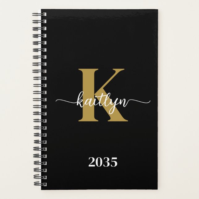 Agenda Monograma Dourado Preto (Frente)