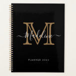 Agenda Monograma Dourado profissional Elegante simples<br><div class="desc">Simples Elegante Profissional Dourado Monograma Planner</div>