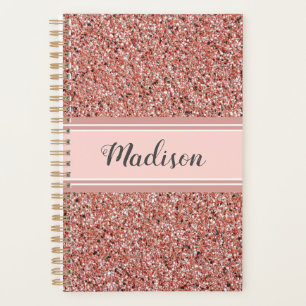 Agenda Monograma Dourado Rosa Rosa Rosa Personalizada
