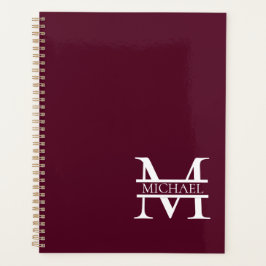 Agenda Monograma e Nome da Borgonha Elegante Personalizad