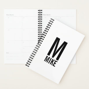 Agenda Monograma e Nome de Negrito Personalizado Moderno