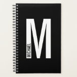 Agenda Monograma e Nome de Negrito Personalizado Moderno<br><div class="desc">Design de Monograma moderno com letra monográfica "M" personalizada e nome no estilo de letra sans sans moderno,  em negrito.</div>