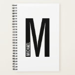 Agenda Monograma e Nome de Negrito Personalizado Moderno<br><div class="desc">Design de Monograma moderno com letra monográfica "M" personalizada e nome no estilo de letra sans sans moderno,  em negrito.</div>