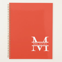 Agenda Monograma e Nome Elegante Laranja Personalizado