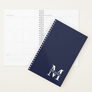 Agenda Monograma e Nome Personalizados Azul-marinho
