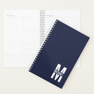 Agenda Monograma e Nome Personalizados Azul-marinho