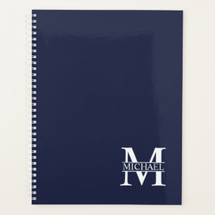 Agenda Monograma e Nome Personalizados Azul-marinho