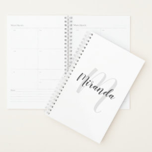 Agenda Monograma e Nome Personalizados de Script Moderno