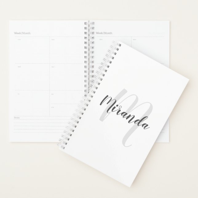 Agenda Monograma e Nome Personalizados de Script Moderno (Exibição)