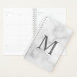Agenda Monograma e Nome Personalizados do Marble Branco<br><div class="desc">Design de Monograma e Nome Personalizado com monograma personalizado e nome no estilo de fonte de serif clássico.</div>