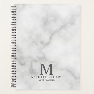 Agenda Monograma e Nome Personalizados do Marble Branco