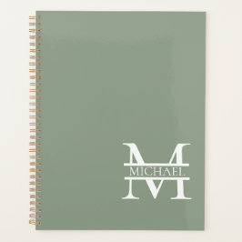 Agenda Monograma e nome verdes para sábado personalizado