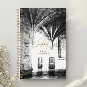 Agenda Monograma Elegante Clássico em Estilo Gótico