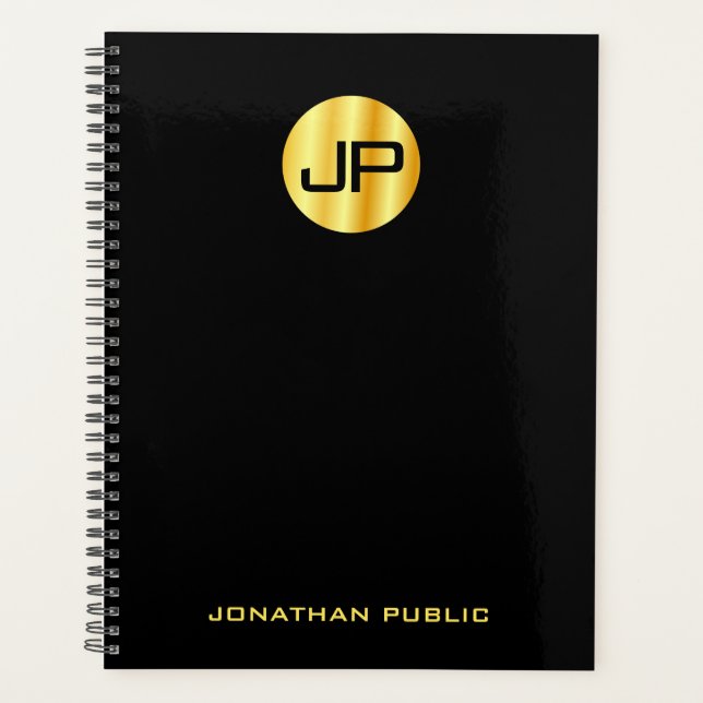 Agenda Monograma Elegante E Modelo Dourado (Frente)